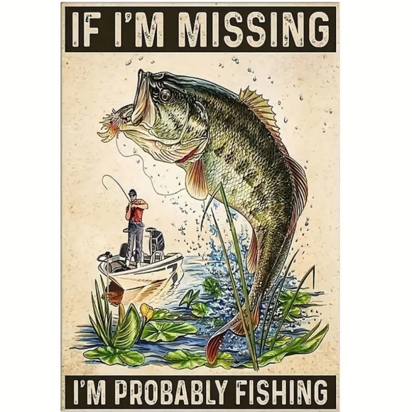 NEW Metal Sign Fishing 8x12 - Picture 6 of 6